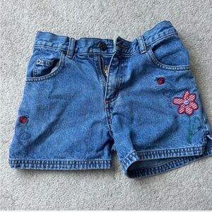 Vintage SO Girl’s Embroidered Denim Shorts with Cottagecore Design